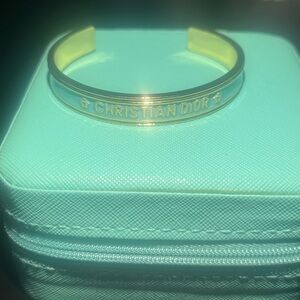 Christian Dior Turquoise Blue and Gold Bracelet/ Cuff